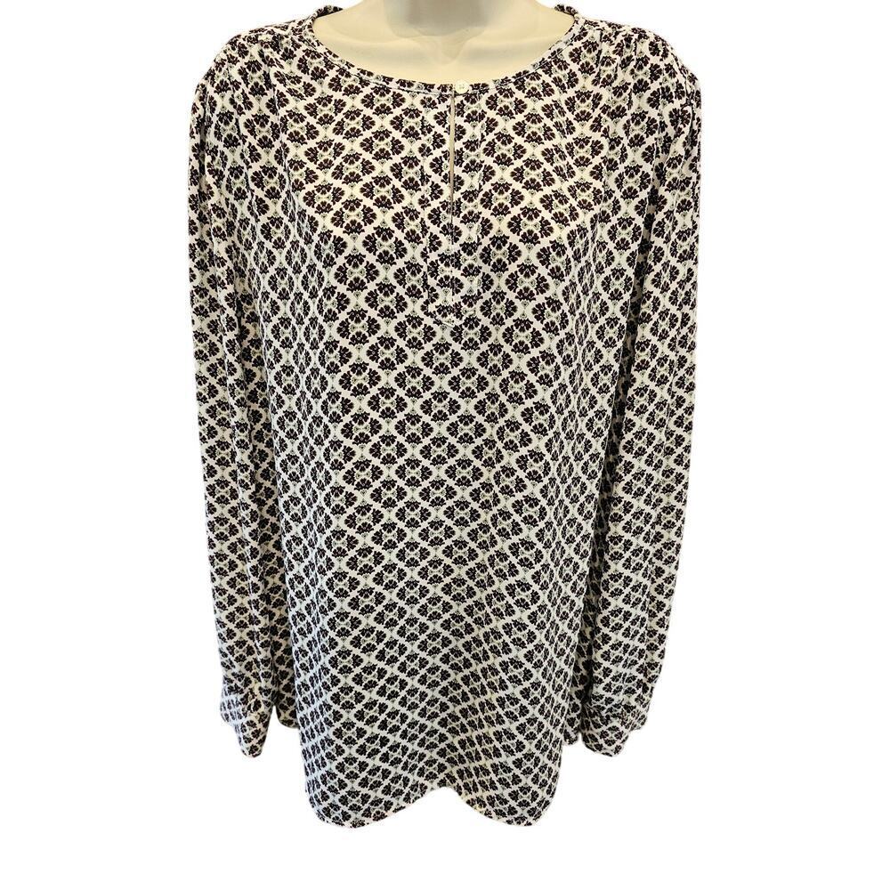 Loft EUC sz XL peasant long sleeve Career Casual tunic popover top boho casual